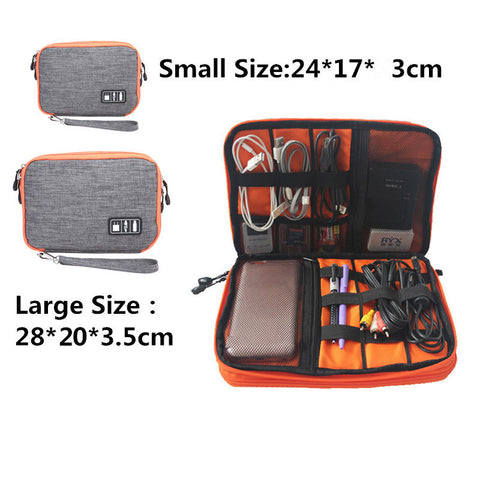 Waterproof Double Layer Cable Storage Electronic Organizer Gadget Travel Bag