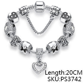 EVOJEW Antique Silver 925 Starfish Eiffel Tower Snowflake Crystal Heart Charm Beads Fit Original Bracelet Women DIY Jewelry Gift